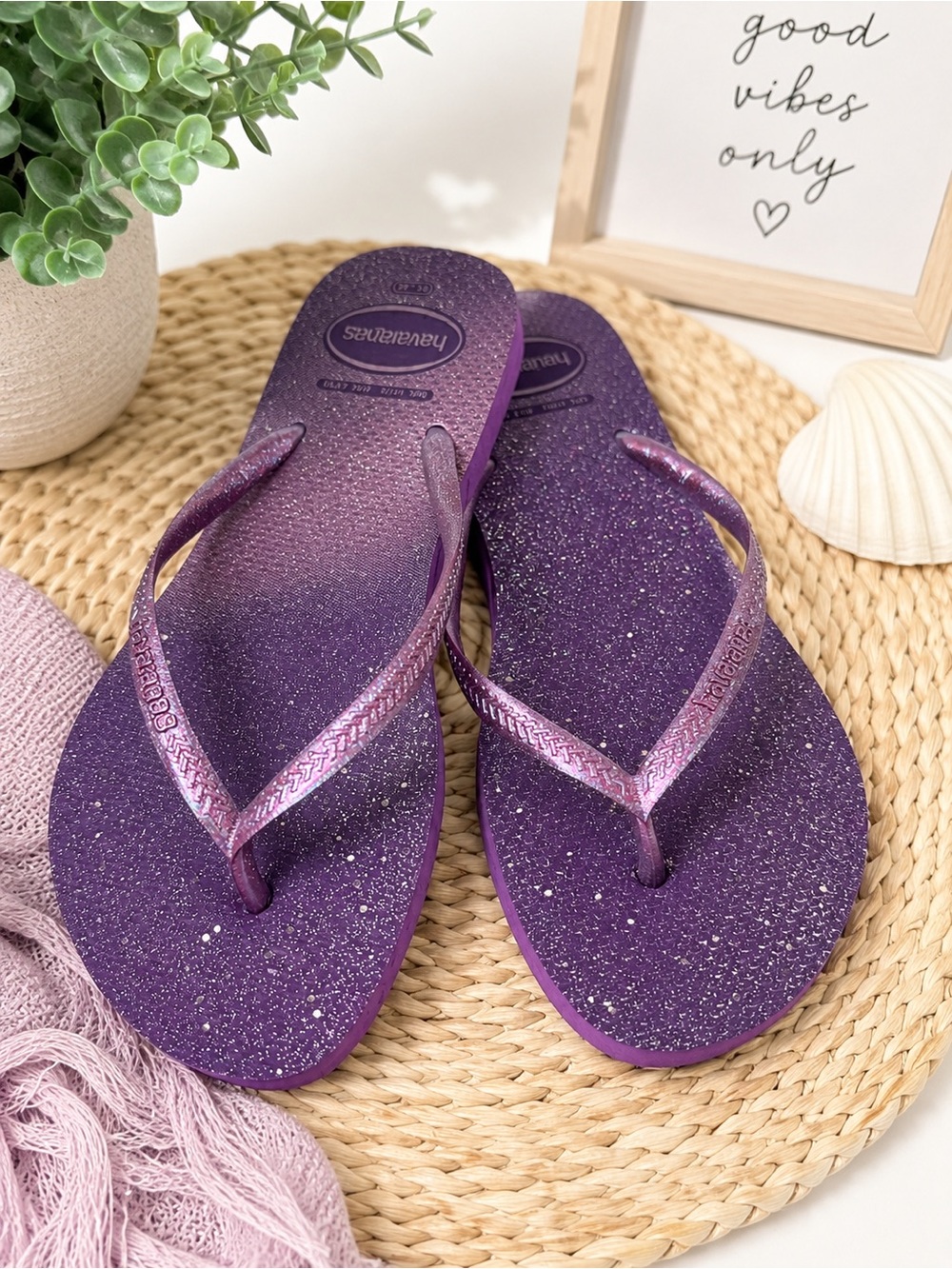 Havaianas Glitter Purple Flip Flops